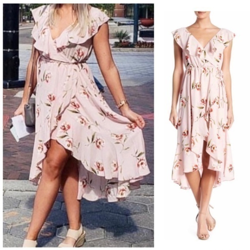 Soprano Blush Pink Floral Midi Dress NWOT